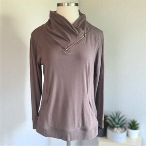 Maurices Taupe Sweater with Stylish Zipper
